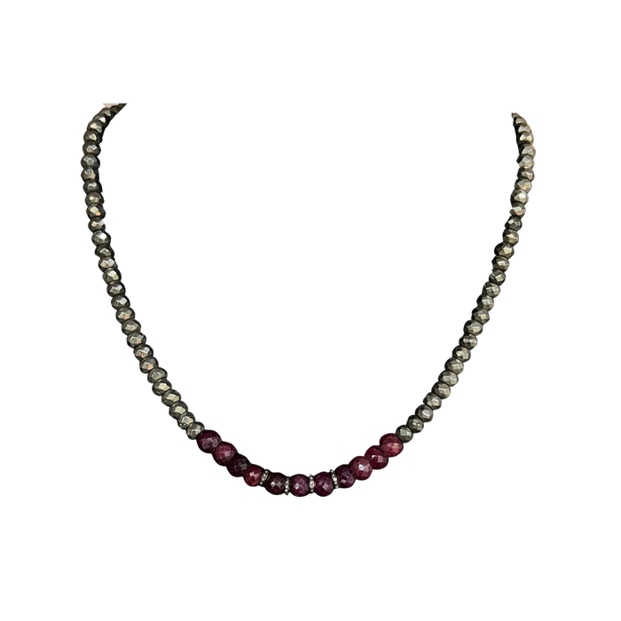 Pyrite & Ruby Diamond Necklace