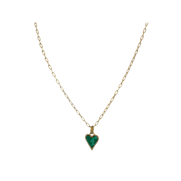 Malachite Heart & Diamond Necklace