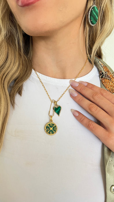 Malachite Heart & Diamond Necklace