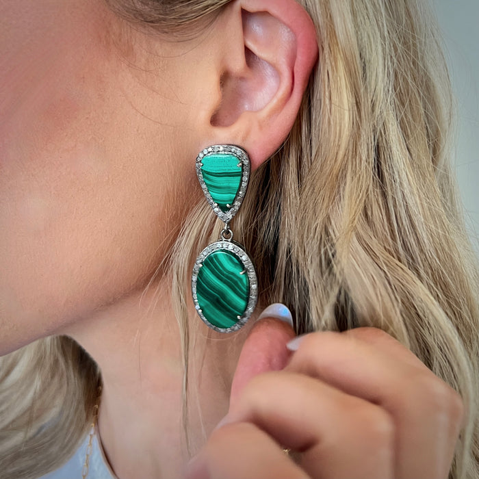 Malachite & Diamond Earrings